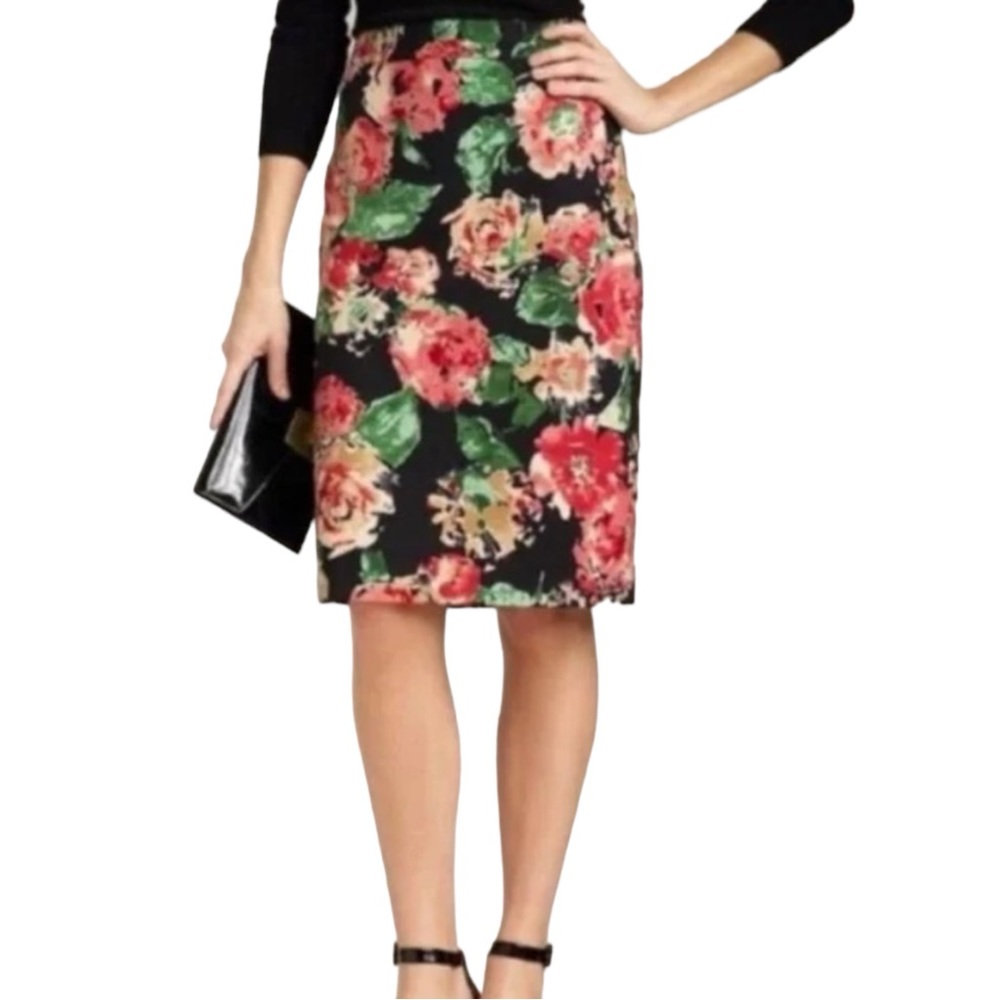 TAlBOTS Floral Pencil Skirt 6P Black